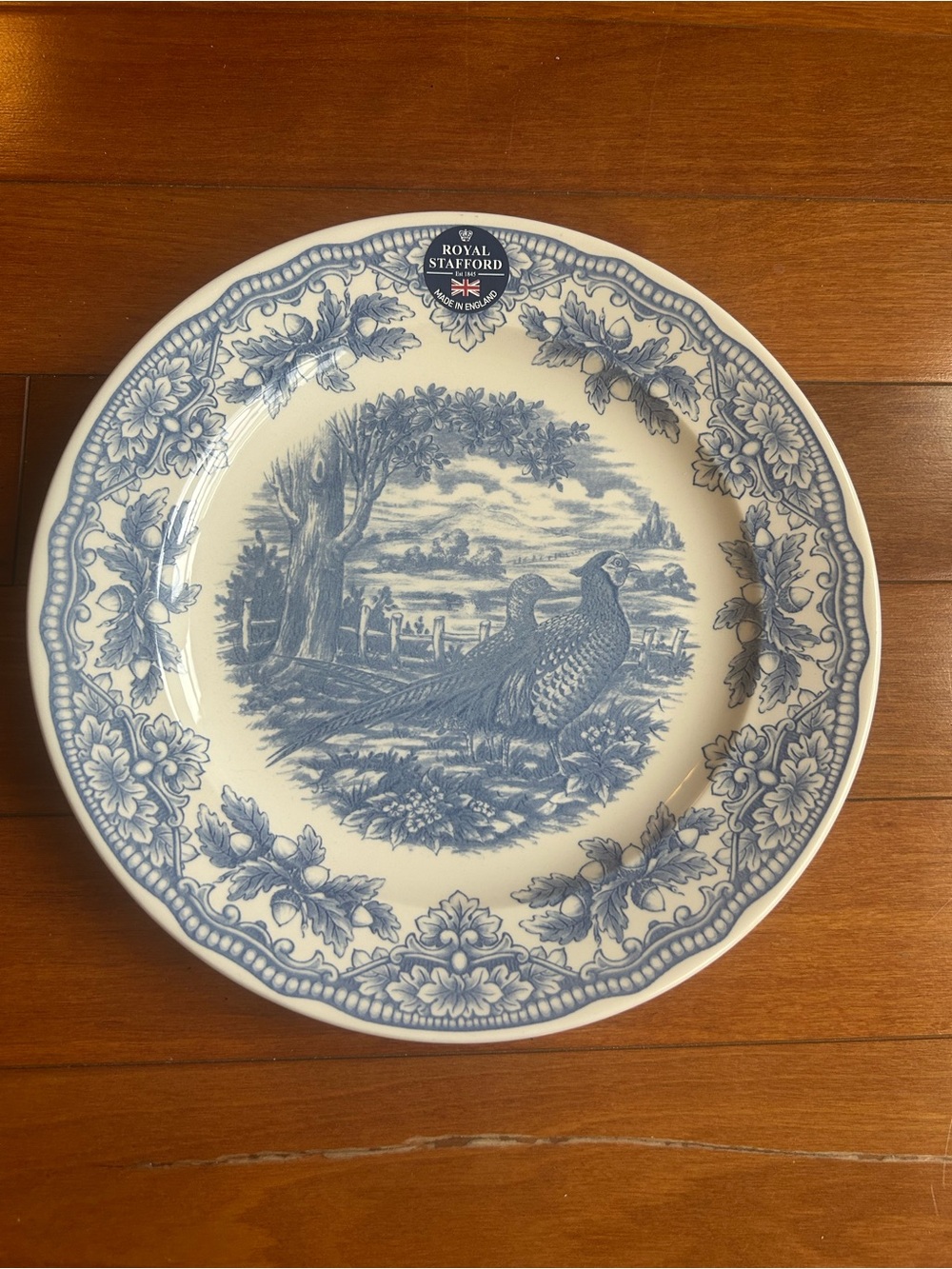 Royal Stafford Pheasant thanksgiving Dinner Plate set of 2 New Woodland Blue